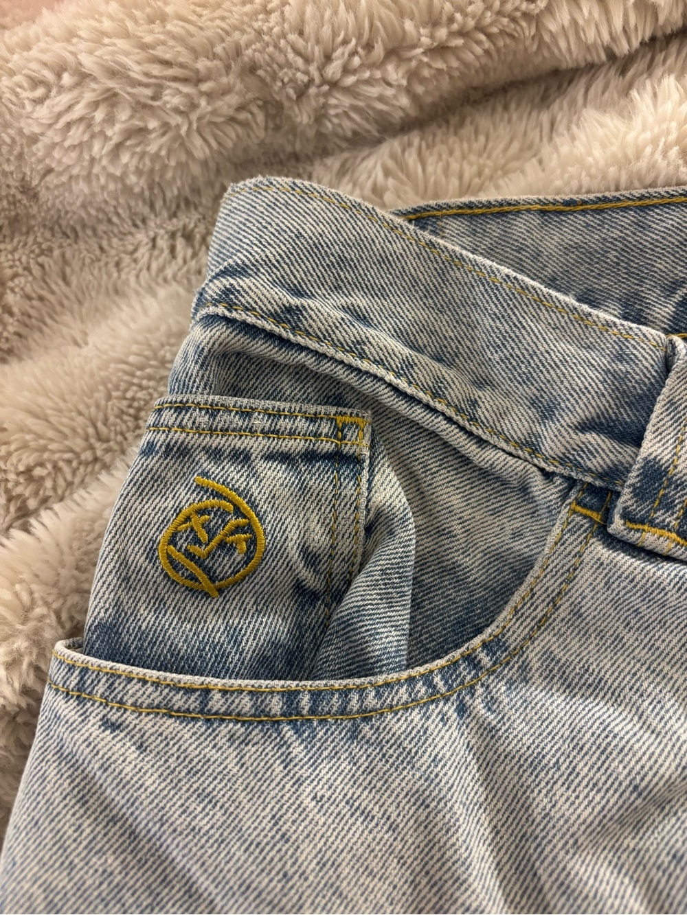 Light Blue Men’s Denim Jeans with Yellow Stitching